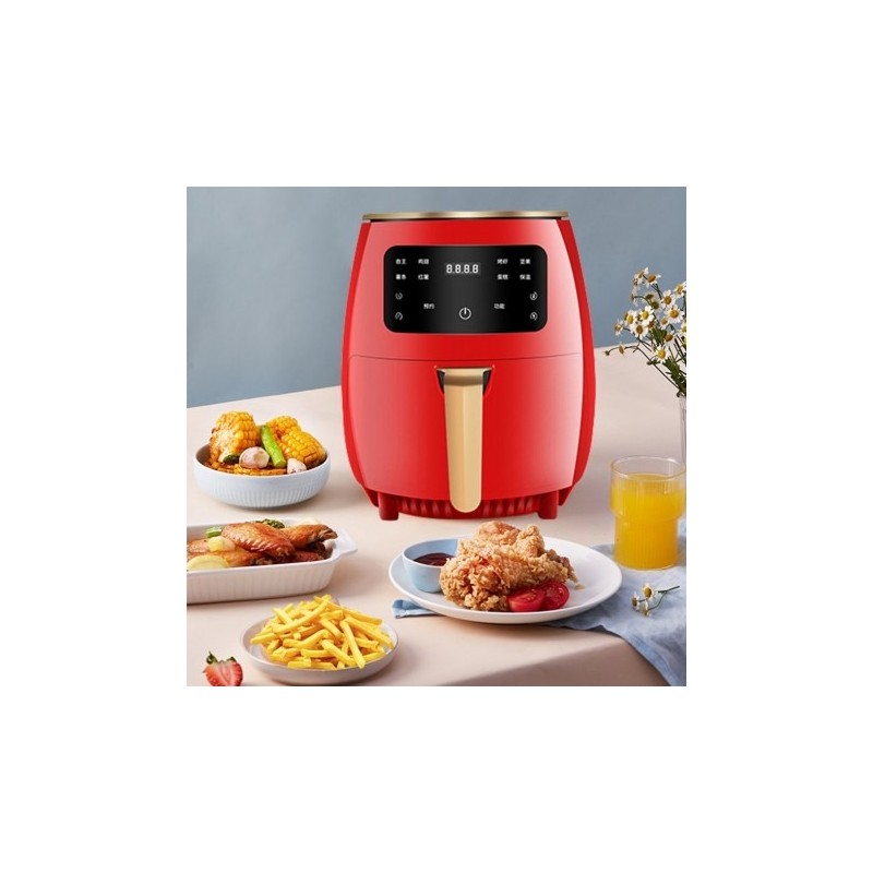 Friteuză cu aer cald AirFryer 2400W, capacitate 6L si afișaj digital, LCD Touch control
