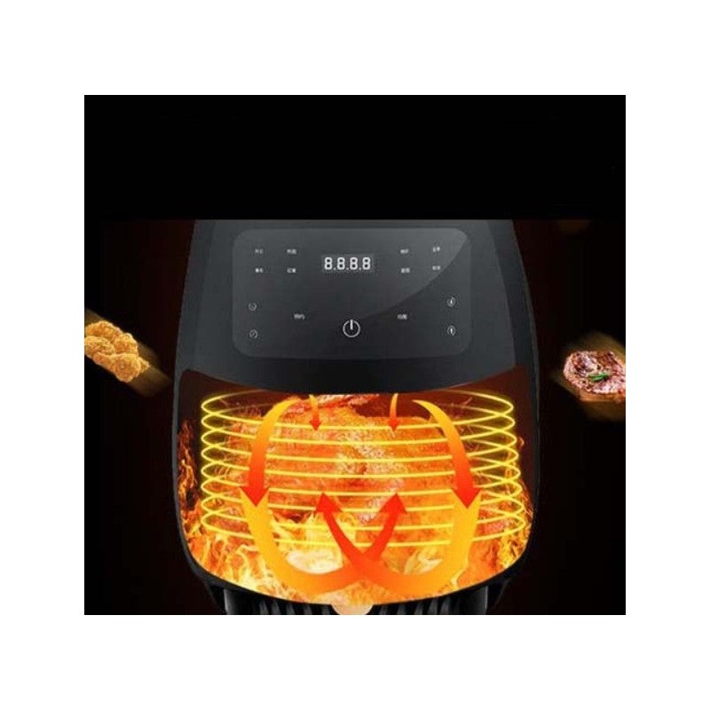 Friteuză cu aer cald AirFryer 2400W, capacitate 6L si afișaj digital, LCD Touch control