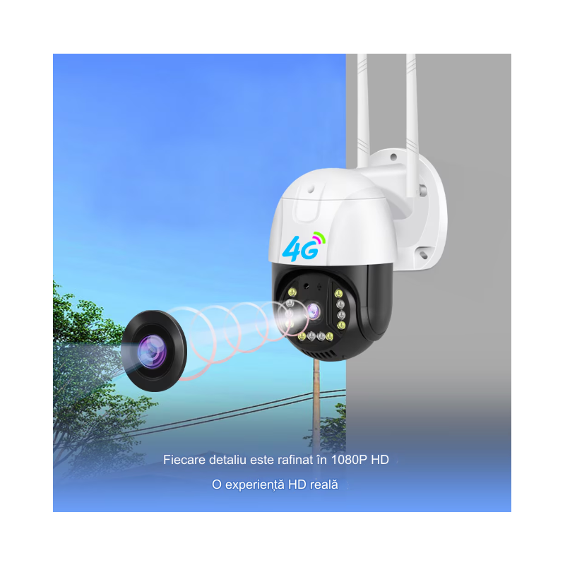 Camera Supraveghere video cu SIM, conexiune 4G 3MP 2048 x 1536, intelligent tracking, Interior & Exterior