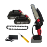 Mini drujbă cu lanț electric, 21V, 1500mAh, 2 Baterii, 2 Lanțuri, Roșu