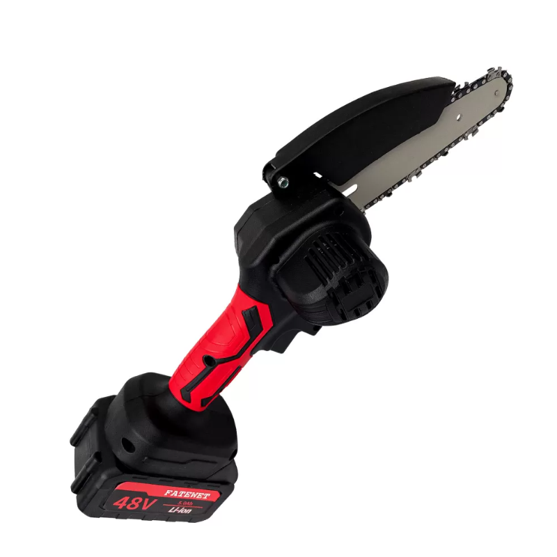 Mini drujbă cu lanț electric, 21V, 1500mAh, 2 Baterii, 2 Lanțuri, Roșu