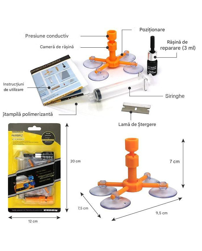 Kit Reparare Parbriz Auto Vanwoke – Crăpături și Zgârieturi Geamuri Auto